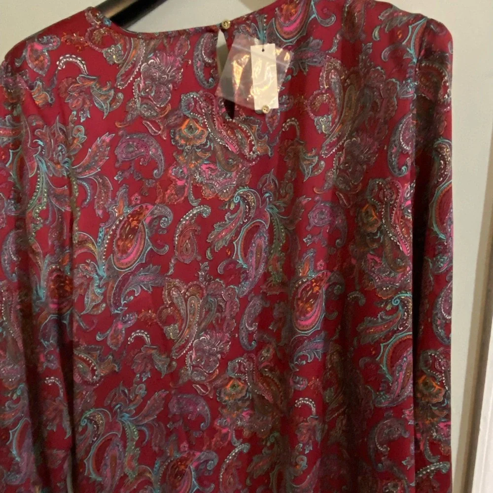 Talbots Red Paisley Ruffle Blouse - Picture 12 of 14